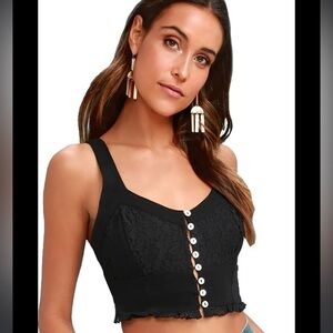 Free People Here I Go Brami Top Black Cami Crop Top Size Small #3